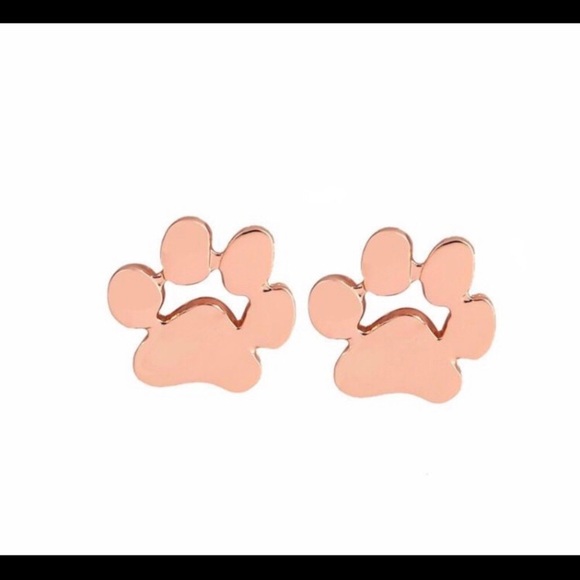 🐾 Rose Gold Paw Earrings - Picture 2 of 2